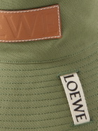 Loewe - Paula's Ibiza Leather-Trimmed Cotton-Canvas Bucket Hat - Green