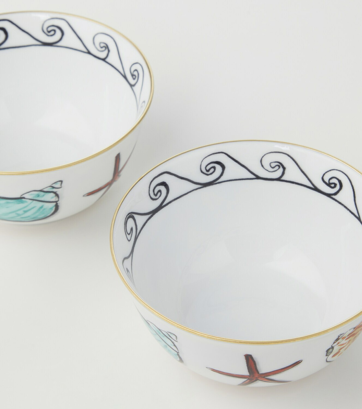 Ginori 1735 Il Viaggio di Nettuno Small set of 2 porcelain bowls by Luke Edward Hall