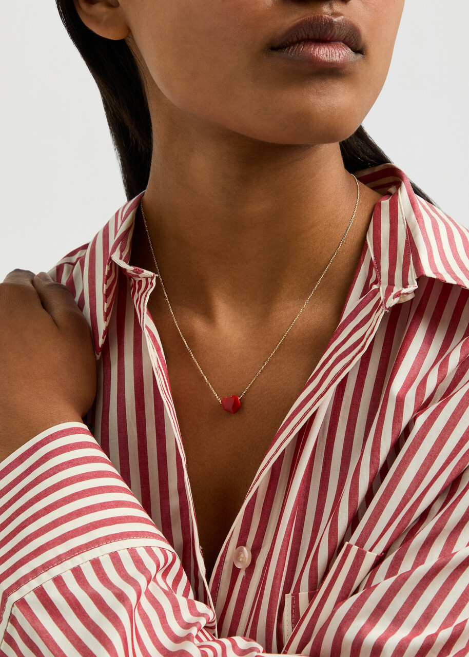 Aliita Mini Corazon 9kt Gold Heart Necklace - Red - One Size