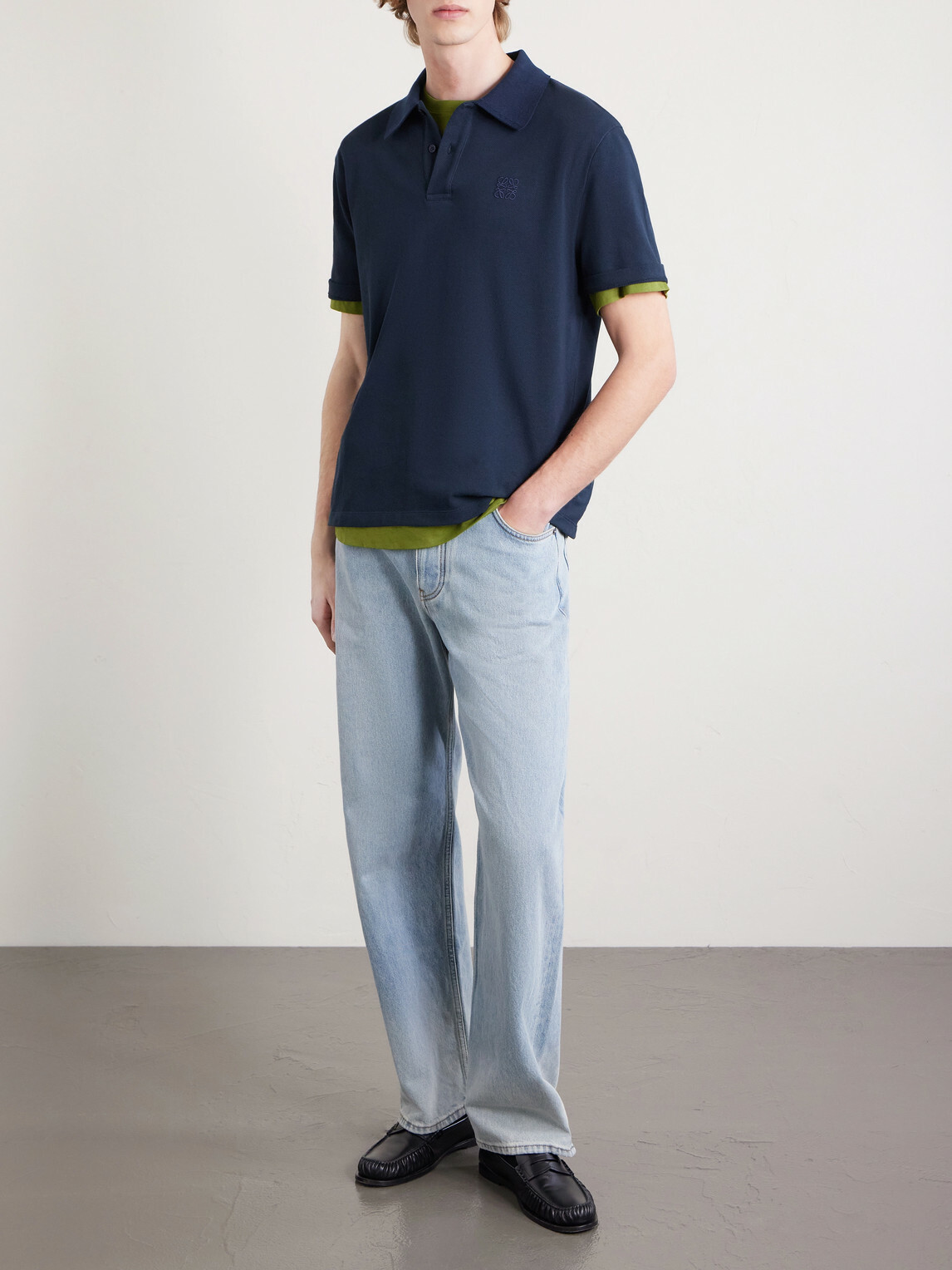 LOEWE - Slim-Fit Logo-Embroidered Cotton-Piqué Polo Shirt - Blue