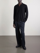 Officine Générale - Simone Lyocell and Wool-Blend Polo Shirt - Black