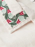 Corridor - Hamsa Camp-Collar Embroidered Linen and Cotton-Blend Shirt - Neutrals