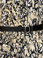 JIL SANDER - Printed Taffeta Mini Dress W/belt