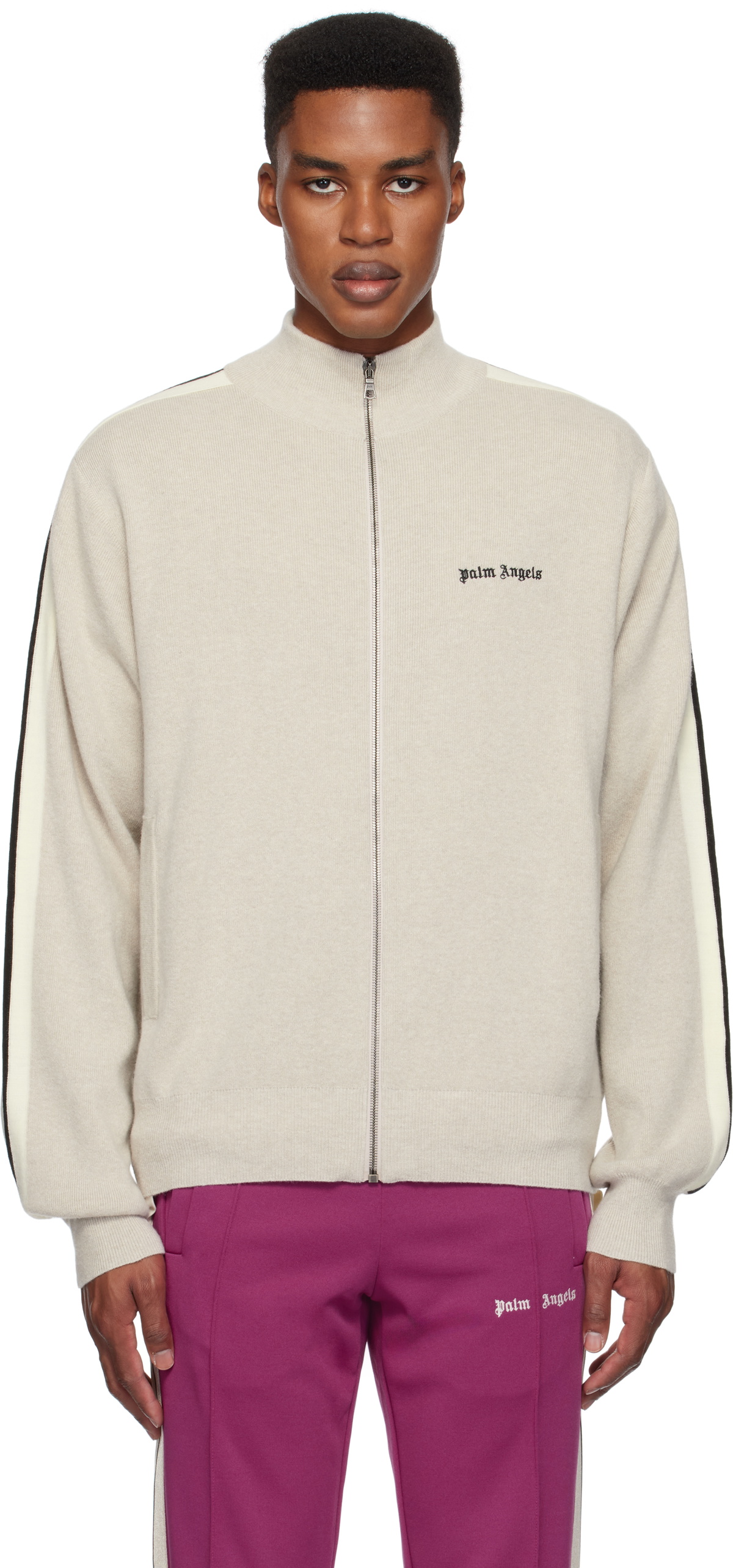 Palm Angels Beige Wool & Cashmere Track Jacket Palm Angels