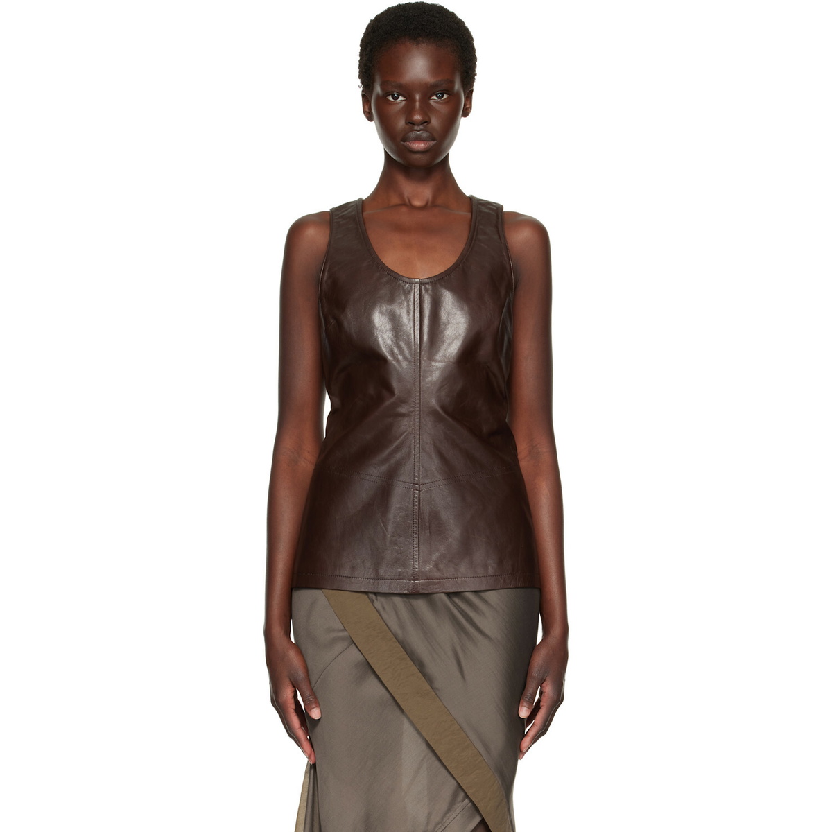 Entire Studios Brown Leather Tank Top