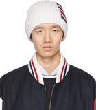 Thom Browne White 4-Bar Beanie