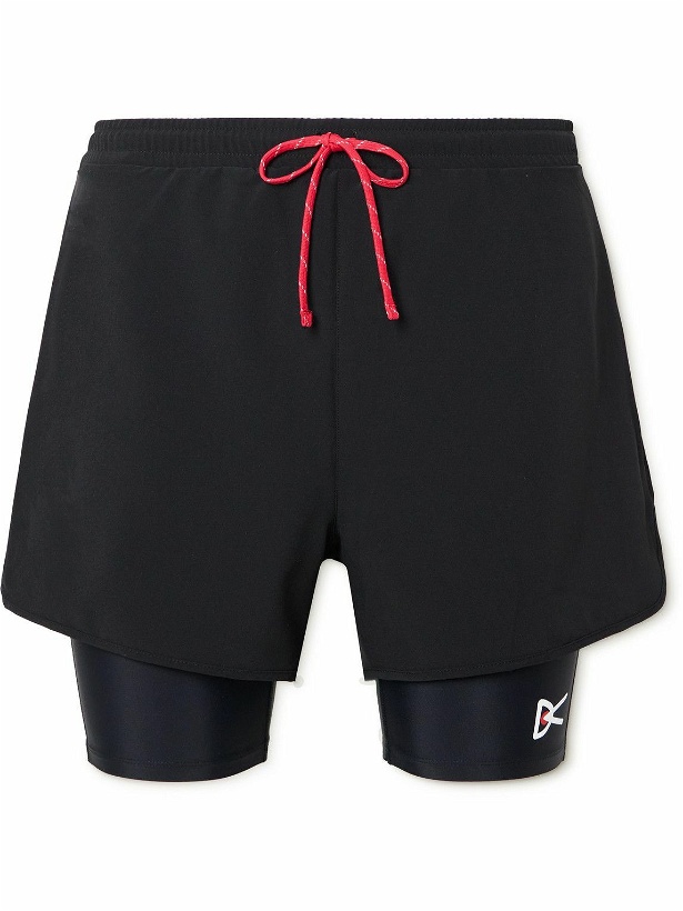Photo: DISTRICT VISION - Layered Straight-Leg Logo-Print Shell and Stretch Recycled-Jersey Shorts - Black