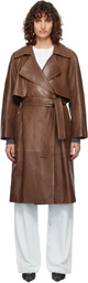 Nour Hammour Brown Cisley Leather Trench Coat
