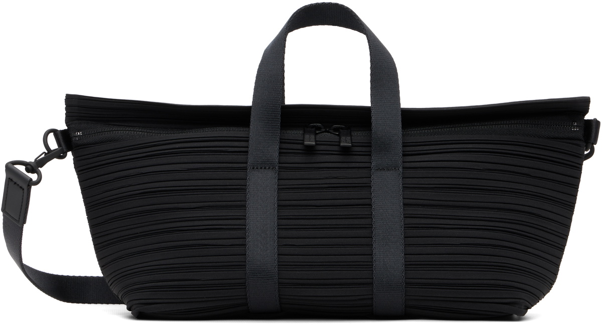 Pleats Please Issey Miyake Black Large Square Pleats Shoulder Bag