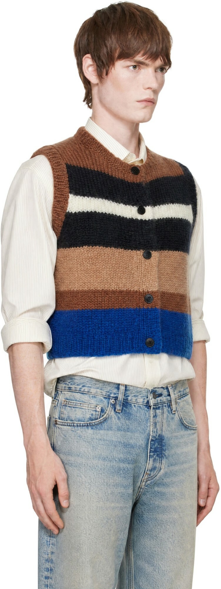 Cordera Brown Striped Waistcoat Cardigan