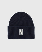 Norse Projects Merino Lambswool Rib N Logo Beanie Blue - Mens - Beanies