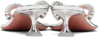Amina Muaddi Silver Gigi Thong Heeled Sandals