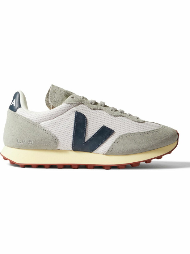 Photo: Veja - Rio Branco Leather-Trimmed Alveomesh and Suede Sneakers - Gray