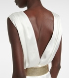 Costarellos Keaton belted satin jumpsuit