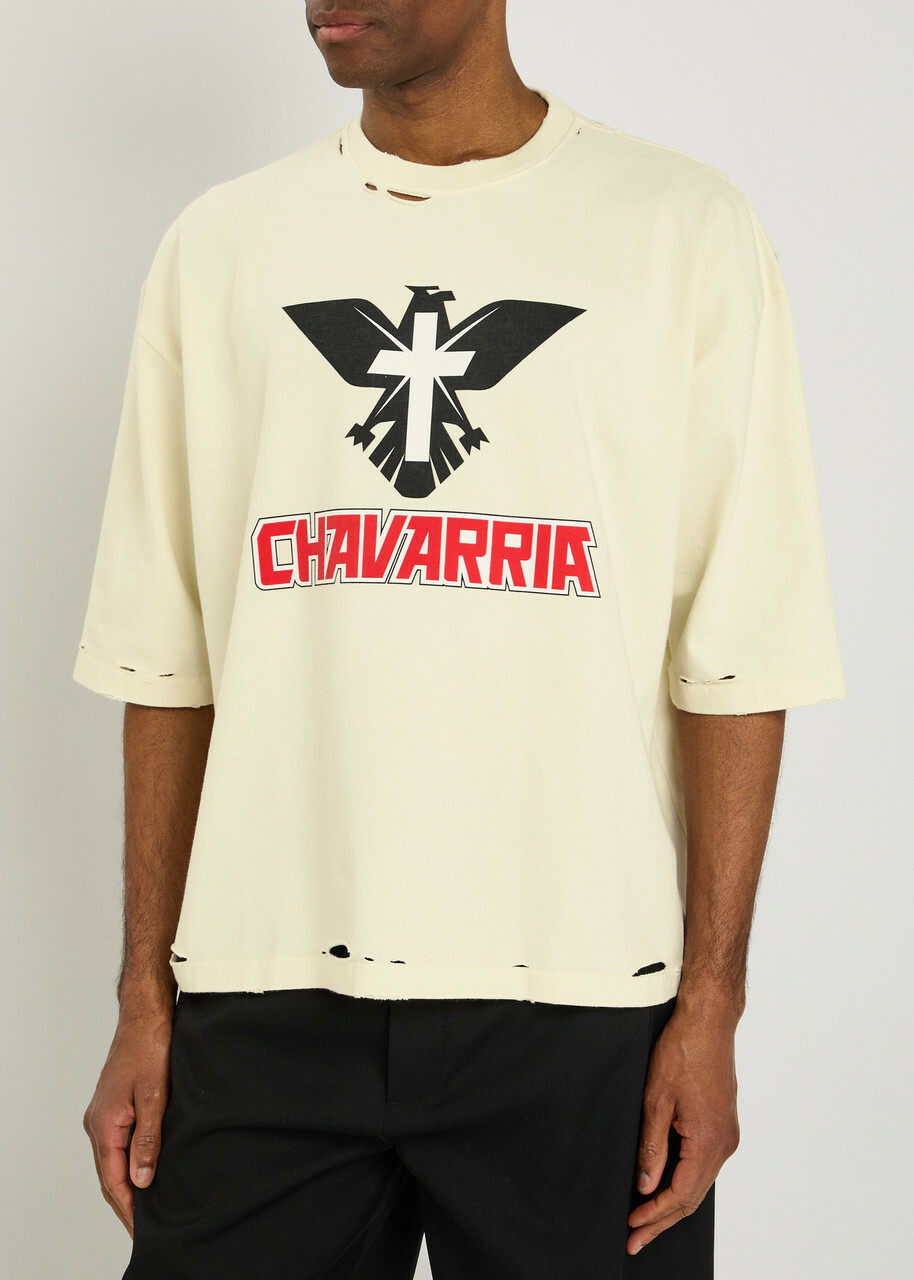 Willy Chavarria Tectate Buffalo Printed Cotton T-shirt White