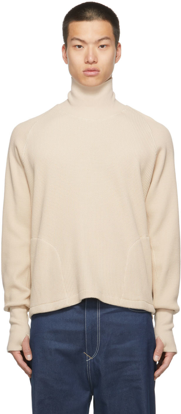 Nicholas Daley Beige Waffle Rollneck Turtleneck Nicholas Daley