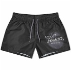 Versace Men's Film Title Swim Shorts in Black/Print