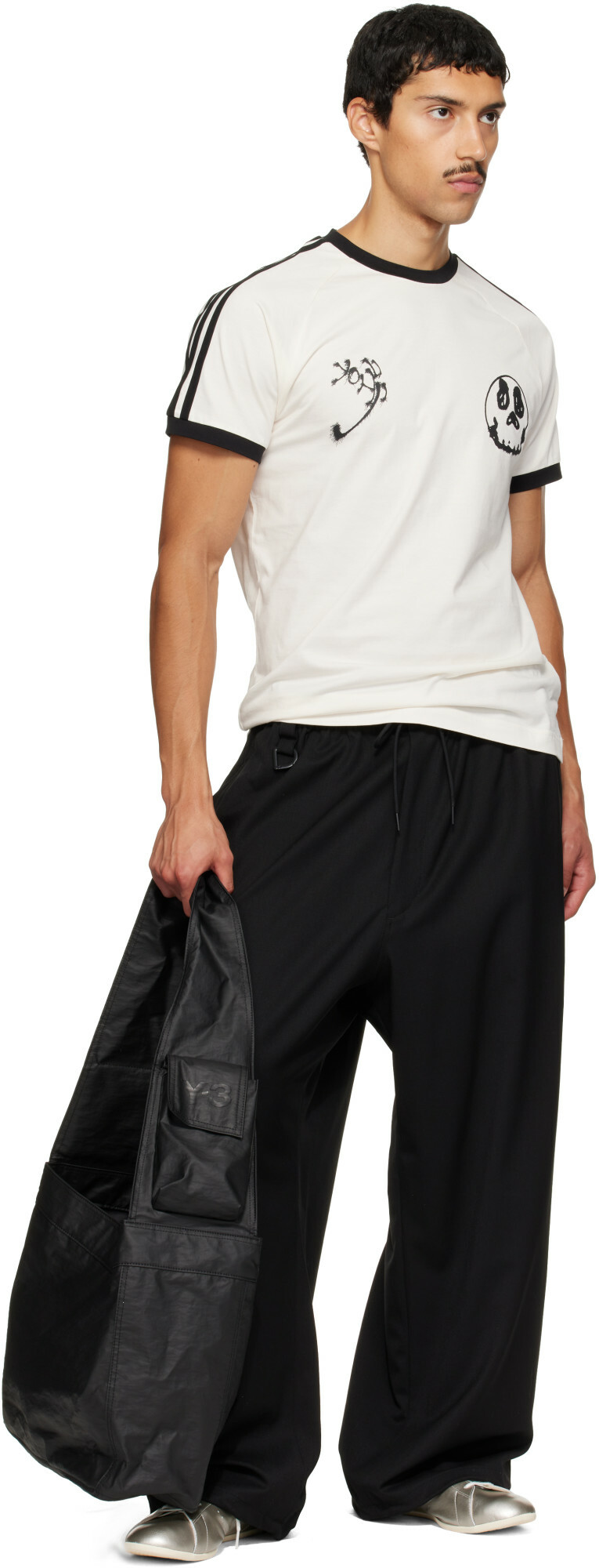 Y-3 Black Wool Straight Leg Trousers