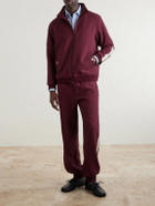 Valentino Garavani - VGold Striped Drill Zip-Up Sweater - Burgundy