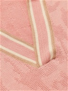 Piacenza Cashmere - Striped Cotton-Jacquard Polo Shirt - Pink