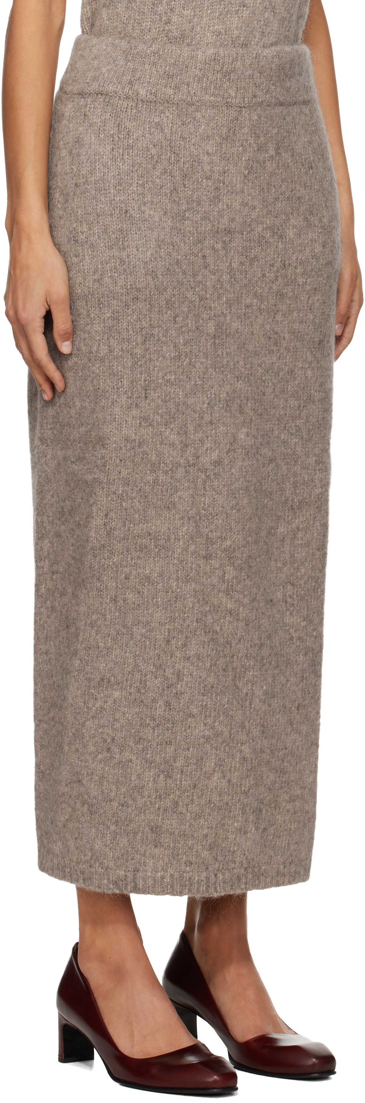 Lauren Manoogian Taupe Loft Pencil Midi Skirt