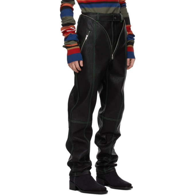 Y/Project Black Faux-Leather V Pants Y/Project
