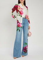 Alice + Olivia Chic Floral-print Straight-leg Jeans Blue