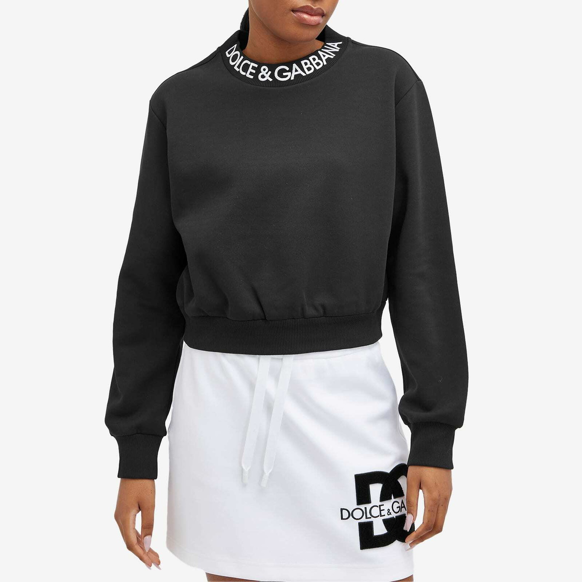 Dolce & Gabbana Women's Collar Logo Sweatshirt in Black