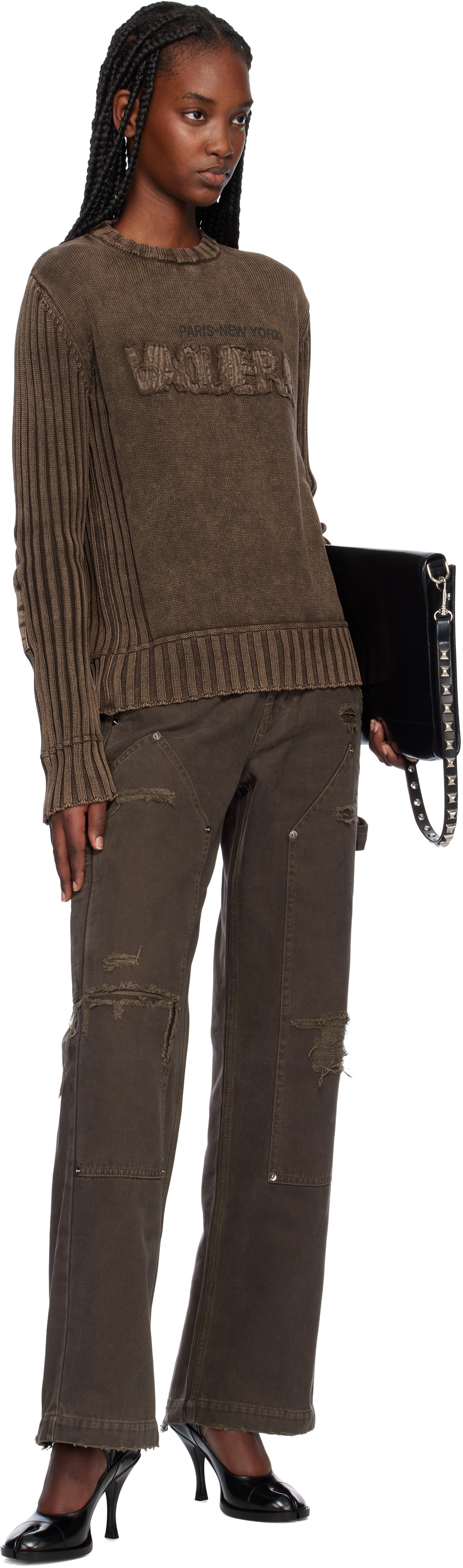 VAQUERA Brown Rib Knit Sweater