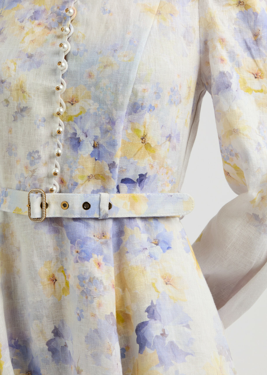 Zimmermann Crush Floral-print Belted Linen Mini Dress Multi Floral Zimmermann Zimmermann Crush Floral-print Belted Linen Mini Dress Multi Floral Zimmermann