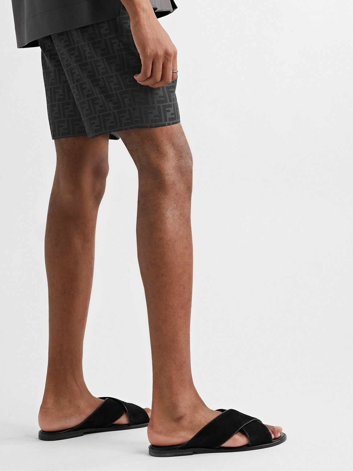 Fendi - Slim-Fit Straight-Leg Logo-Jacquard Bermuda Shorts