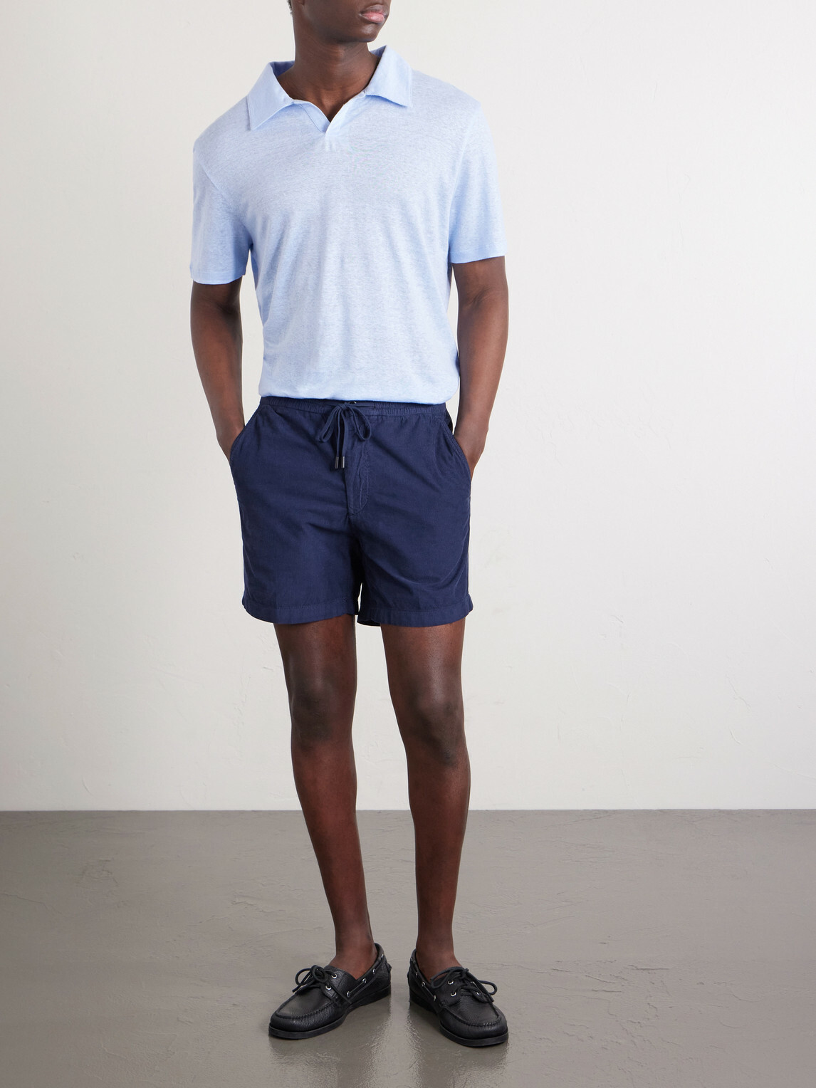 Slowear - Straight-Leg Cotton-Corduroy Drawstring Shorts - Blue