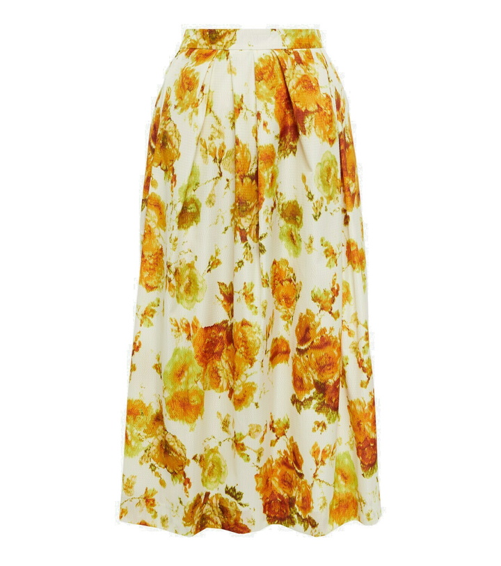 Photo: Dries Van Noten - Floral seersucker midi skirt