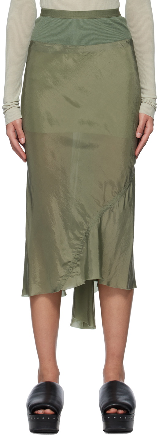 Green bias midi outlet skirt