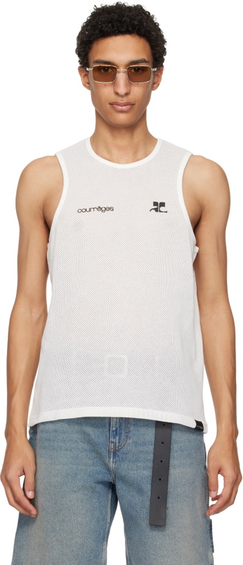Photo: Courrèges White Printed Mesh Tank Top