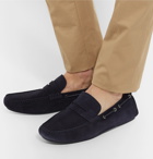 BRIONI - Leather-Trimmed Suede Driving Shoes - Blue