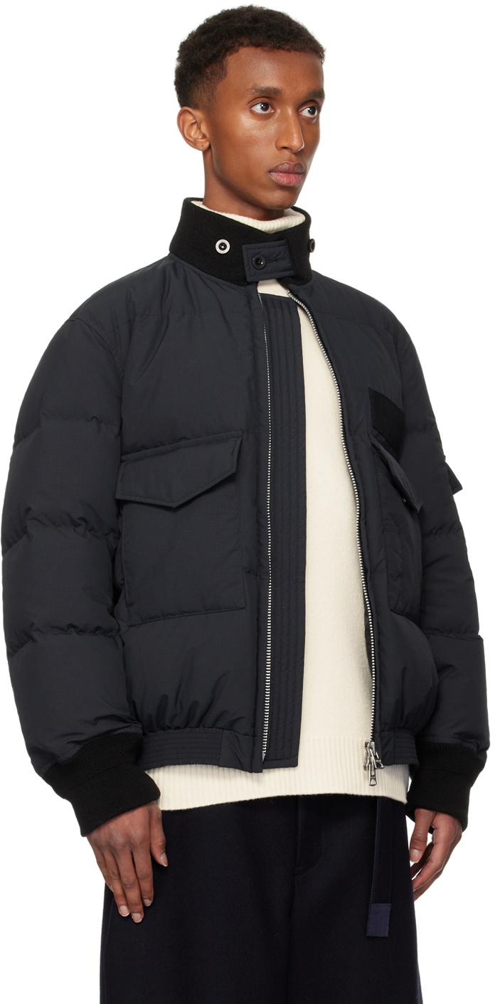 sacai Black Ripstop Puffer Down Jacket Sacai