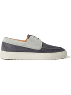 Mr P. - Larry Two-Tone Regenerated Suede by evolo® Boat Shoes - Blue