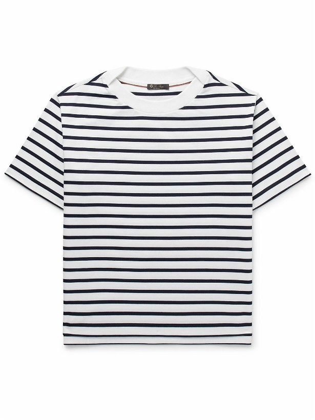 Photo: Loro Piana - Striped Cotton-Jersey T-Shirt - Blue