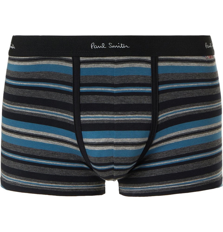 Photo: Paul Smith - Striped Stretch-Cotton Boxer Briefs - Blue