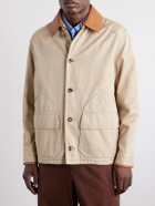LOEWE - Paula's Ibiza Leather-Trimmed Cotton-Twill Blouson Jacket - Neutrals