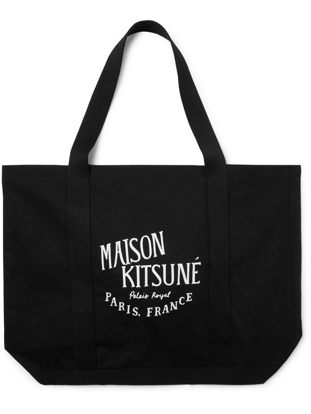 Photo: MAISON KITSUNÉ - Logo-Print Cotton-Canvas Tote Bag - Black