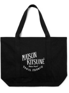 MAISON KITSUNÉ - Logo-Print Cotton-Canvas Tote Bag - Black