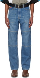 Martine Rose Blue & Khaki Camo Reversible Jeans