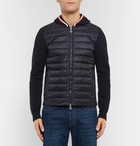 Moncler - Cotton and Quilted Shell Down Zip-Up Hoodie - Men - Navy