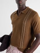 Orlebar Brown - Horton Striped Silk and Organic Cotton-Blend Polo Shirt - Brown
