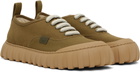 AMI Paris Khaki Cotton Low Top Tempo Canvas Sneakers