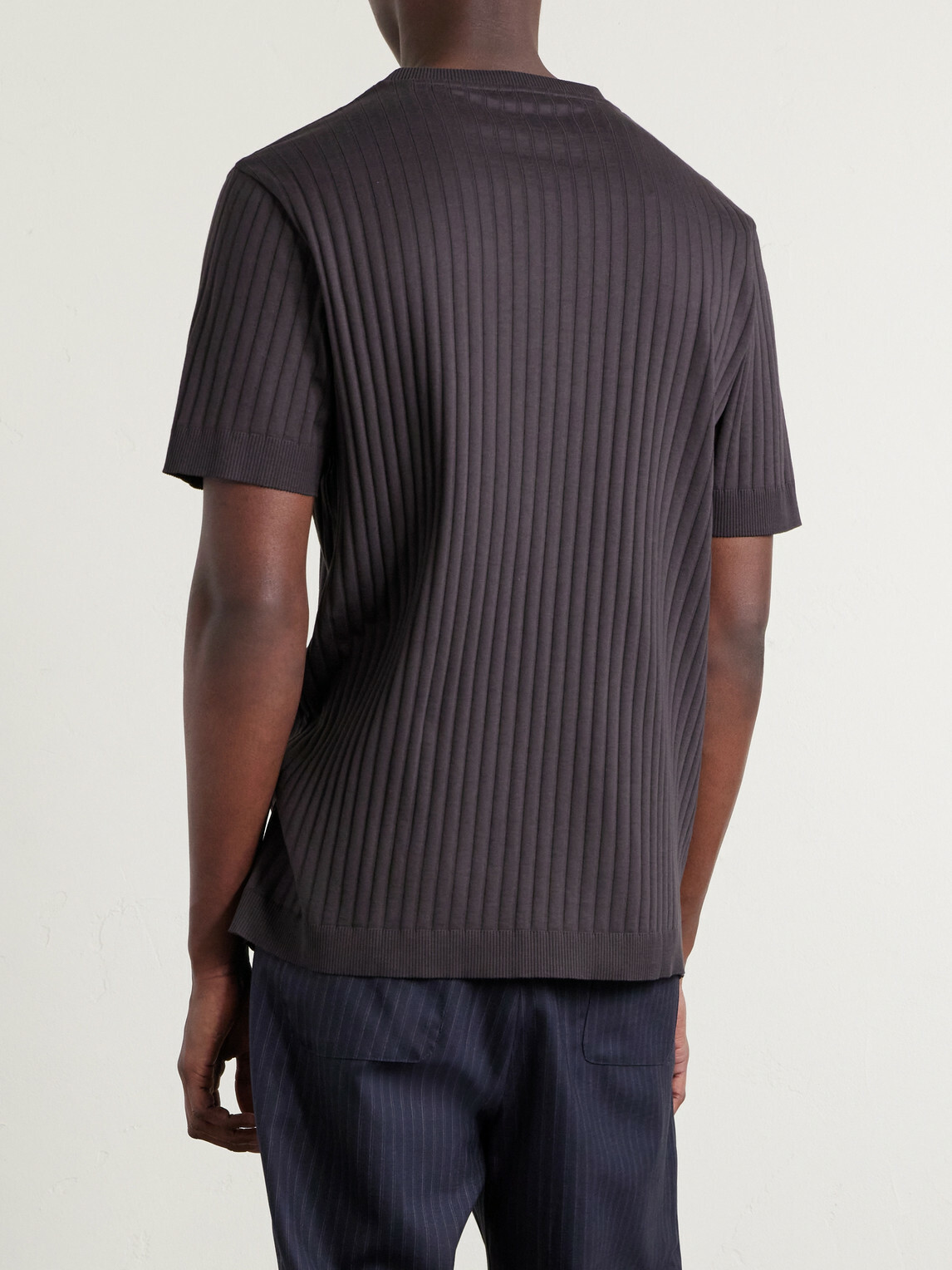 Mr P. - Ribbed Organic Cotton T-Shirt - Brown