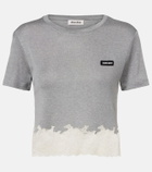 Miu Miu Lace-trimmed silk jersey crop top