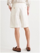 UMIT BENAN B - Roberts Pleated Cotton and Linen-Blend Shorts - White - IT 46